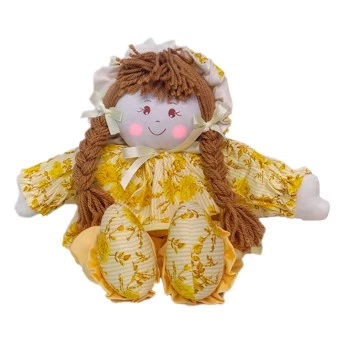 Boneca de Pano - Boneca Bruna - M - Amarela - Juna Baby