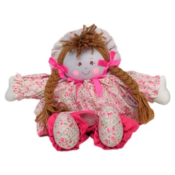 Boneca de Pano - Boneca Bruna - M - Rosa - Juna Baby