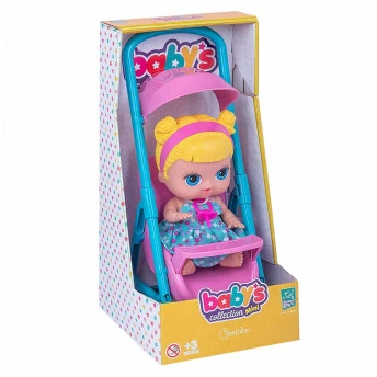 Boneca de Vinil - Baby’s Collection Mini - Carrinho - Loira - Super Toys