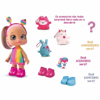 Boneca de Vinil - Diver Surprise - Acessórios Surpresa - Arco-Íris - Divertoys