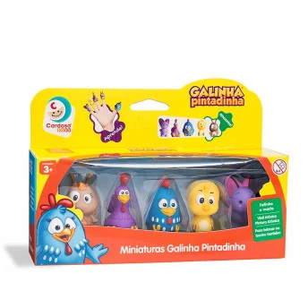 Boneco de Vinil - Galinha Pintadinha - Kit 5 Miniaturas Dedoche - Cardoso Toys