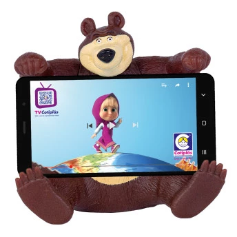 Boneco e Suporte de Celular - Masha e o Urso - Urso - Cotiplás