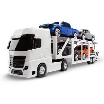 Caminhão com Carreta - Petroleum - Cegonheira de Pick-Up - Branco - Roma