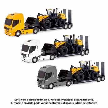 Caminhão - Iveco Hi-Way Plataforma - Carregadeira New Holland W170B - Usual Brinquedos