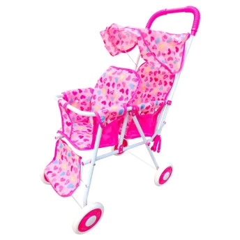 Carrinho de Boneca - Gêmeos - Passeio Divertido - Rosa - DM Toys