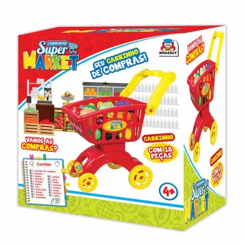 Carrinho de Compras Infantil - Carrinho Super Market - Vermelho - Braskit