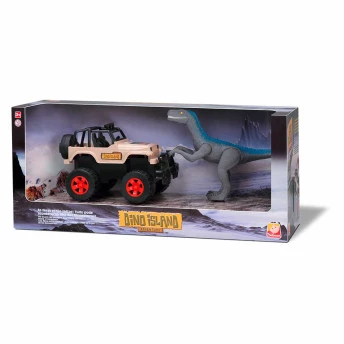 Carrinho e Figura - Dino Island Adventure - Jipe com Velociraptor - Silmar