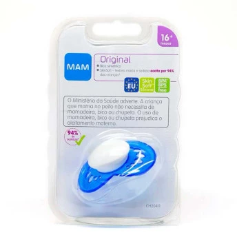 Chupeta - Clássica - SkinSoft - 16m - Azul - MAM