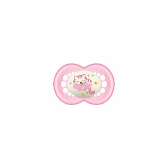 Chupeta - SkinSoft - Night - Brilha no Escuro - 6m - Tigre - Rosa - MAM