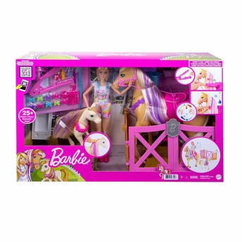 Conjunto e Boneca - Barbie Pets e Horses - Cavalo Penteados Divertidos - Mattel