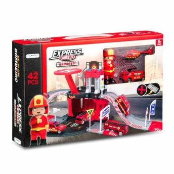 Conjunto de Veículos e Cenário - Express Wheels Garagem - Bombeiro - Multikids