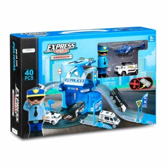 Conjunto de Veículos e Cenário - Express Wheels Garagem - Polícia - Multikids