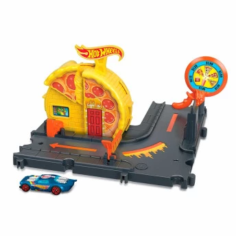 Conjunto e Pista - Hot Wheels City - Pizzaria Veloz - Mattel