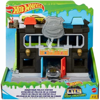 Conjunto e Veículo - Hot Wheels City Toxic - Delegacia de Polícia - Mattel