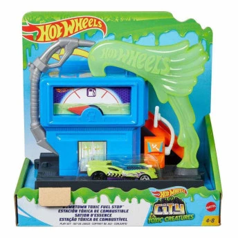 Conjunto e Veículo - Hot Wheels City - Posto Tóxico de Gasolina - Mattel