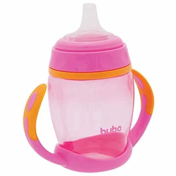 Copo com Bico e Alça Removível para Bebê - 250ml - Rosa - Buba