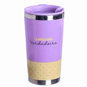 Copo com Tampa - 400ml - Amizade Verdadeira - Zonacriativa