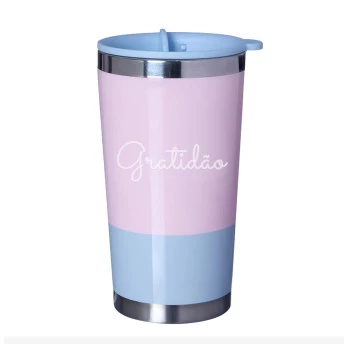 Copo com Tampa - 400ml - Gratidão - Zonacriativa