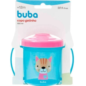 Copo de Treinamento Bebê - 180ml - Gatinha - Azul - Buba