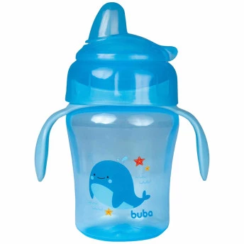 Copo de Treinamento Bebê - Alça Removível - 240ml - Fundo do Mar - Azul - Buba