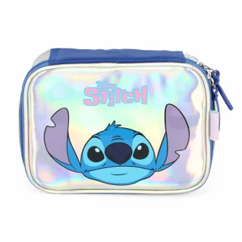 Estojo Box Infantil Escolar - Disney Stitch - Holográfica Prata - Luxcel