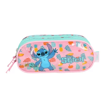 Estojo Infantil Escolar Triplo - Disney Stitch Scrump - Rosa - Luxcel