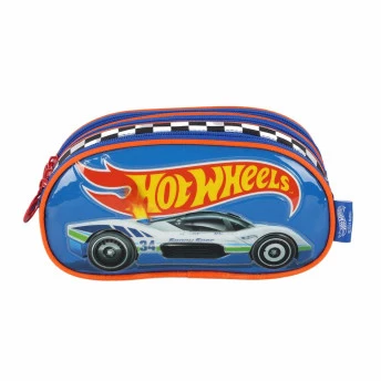 Estojo Infantil Escolar Triplo - Hot Wheels - Azul - Luxcel