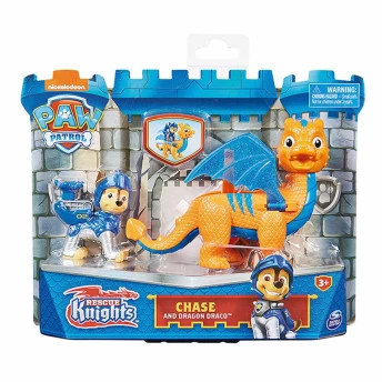 Figura com Dragão - Patrulha Canina - Rescue Knights - Chase - Sunny Brinquedos