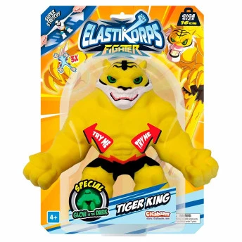 Figura de Esticar - 16cm - Elastikorps Fighter - Tiger King - Toyng