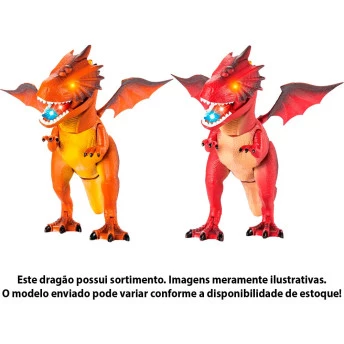 Figura Eletrônica com Controle - Dragão - Luz e Som - Sortido - DM Toys