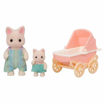 Figuras - Sylvanian Families - Carrinho - Bebê e Papai Gatos Primavera - Epoch Magia