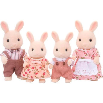 Figuras - Sylvanian Families - Família Coelhos Leite - Epoch Magia