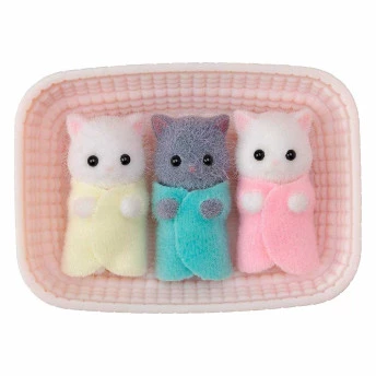 Figuras - Sylvanian Families - Trigêmeos Gatos Persas - Epoch Magia