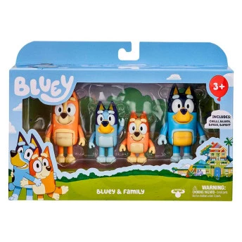 Figuras Articuladas - Bluey - Família -  Bluey, Bingo, Bandit e Chilli - Candide