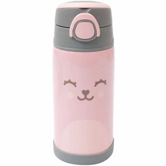 Garrafa com Canudo - Aço Inox - Térmica - 400 ml - Gumy - Rosa - Buba