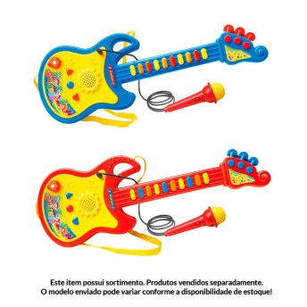 Guitarra Infantil com Microfone - Sortido - DM Toys