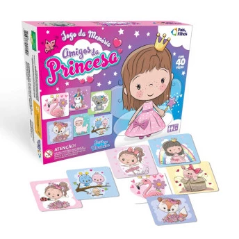 Jogo da Memória Amigos da Princesa - 40 Peças - Pais e Filhos