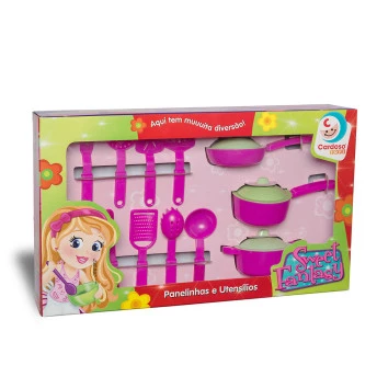 Kit Cozinha Infantil - Sweet Fantasy - Jogo de Panelinhas e Utensílios - Cardoso Toys