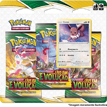 Jogo de Cartas - Pokémon - Blister Triplo - EE7 - Céus em Evolução - Eevee - Copag