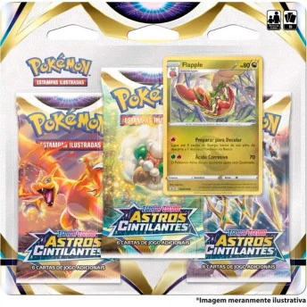 Jogo de Cartas - Pokemon - Astros Cintilantes - Blister Triplo - Flapple - Copag