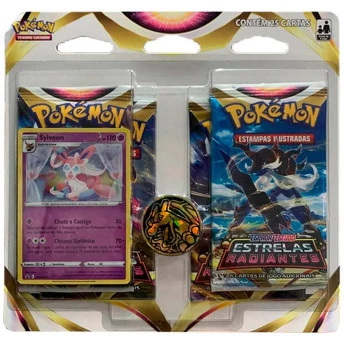 Jogo de Cartas Pokémon - Blister Quadruplo - EE - Estrelas Radiantes - Sylveon - Copag