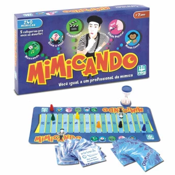 Jogo de Tabuleiro e Mímica - Mimicando - 240 Cartas - Nig Brinquedos