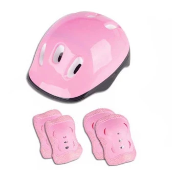 Kit Proteção Capacete + Cotoveleira + Joelheira Rosa - Fênix