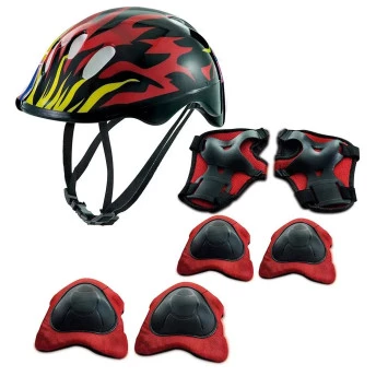 Kit de Proteção Infantil com Capacete Chamas - Preto - Zippy Toys