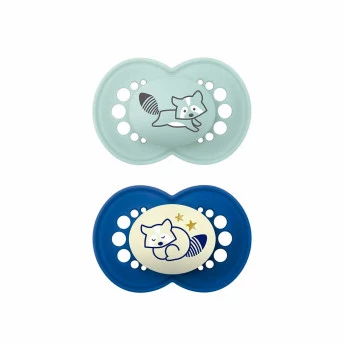 Kit 2 Chupetas - SkinSoft - Day Night - Brilha no Escuro - 16m - Azul - MAM