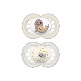 Kit 2 Chupetas - SkinSoft - Day Night - Brilha no Escuro - 16m - Focas - MAM
