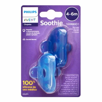Kit 2 Chupetas - Soothie - 4-6m - Azul - Philips Avent