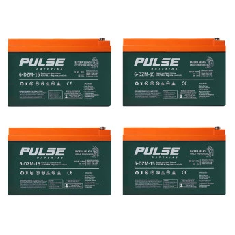 Kit 4 Baterias de Chumbo - 6-DZM-15 - 12v 15ah - Pulse