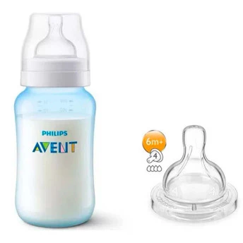 Kit Mamadeira + Bico 4 - Anticólica - 330ml - Clássica - Azul - Philips Avent