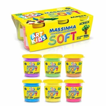 Kit Massinha de Modelar - ART KIDS - Soft - 6 Potes - Acrilex